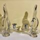 Pair of Glass and Metal Candlesticks Design 1970
