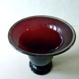 Vase cornet en verre mauve et argenté