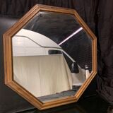 Octagonal vintage wooden mirror