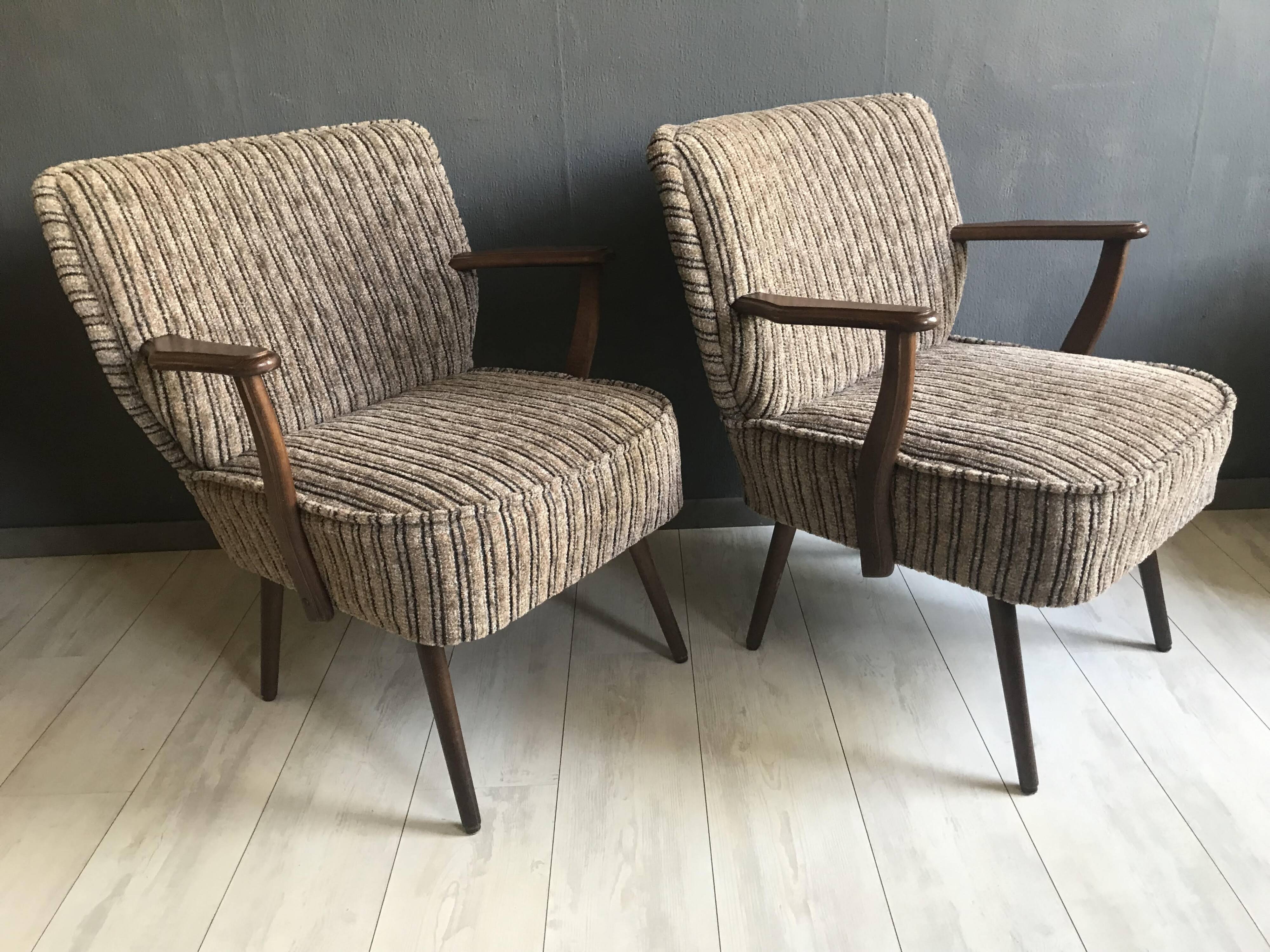 Set of 2 Vintage Cocktail Club Chairs, 1950s