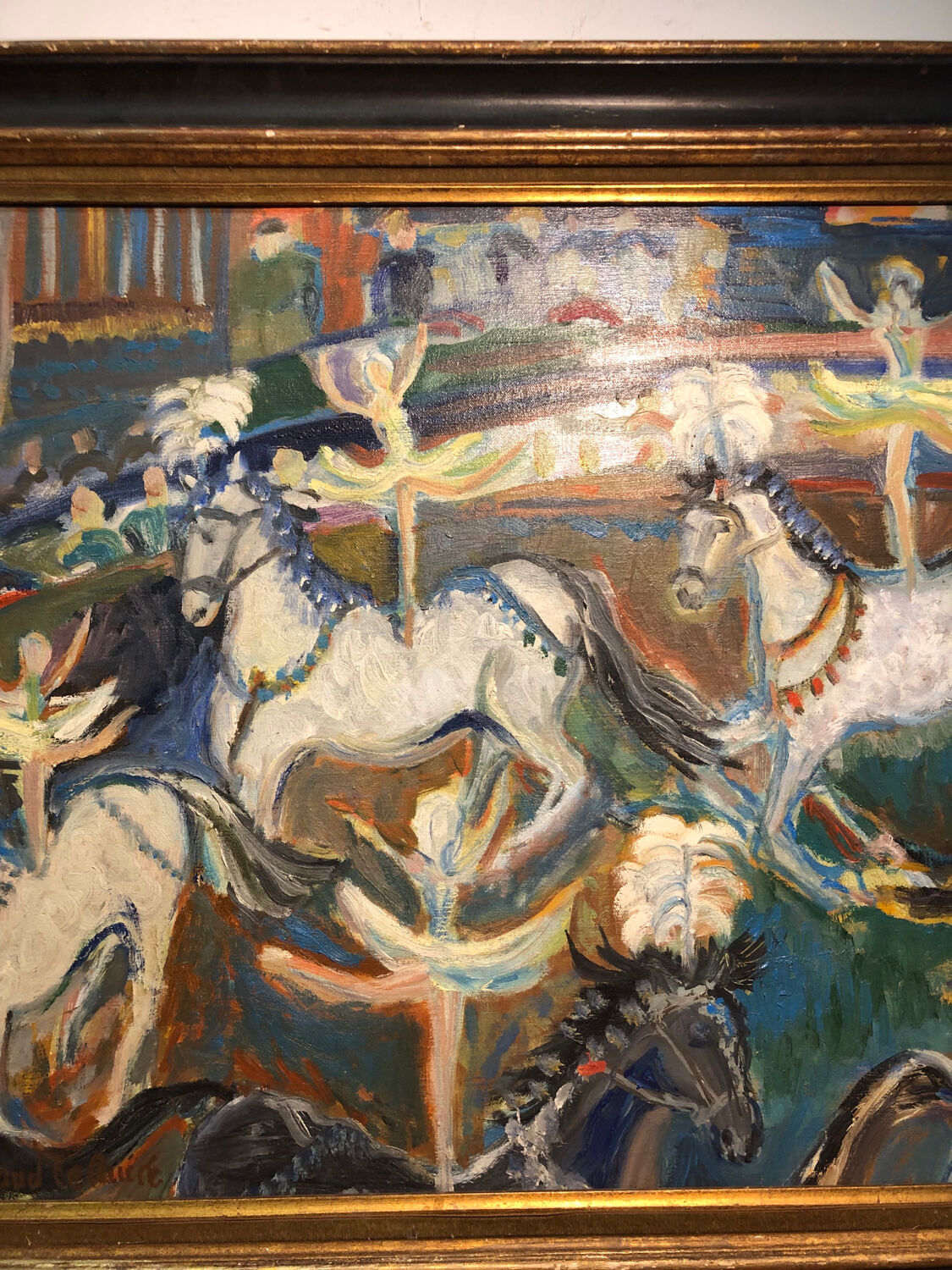 Painting Oil on Canvas Fauvism Circus Horse Dancer Circa 1960