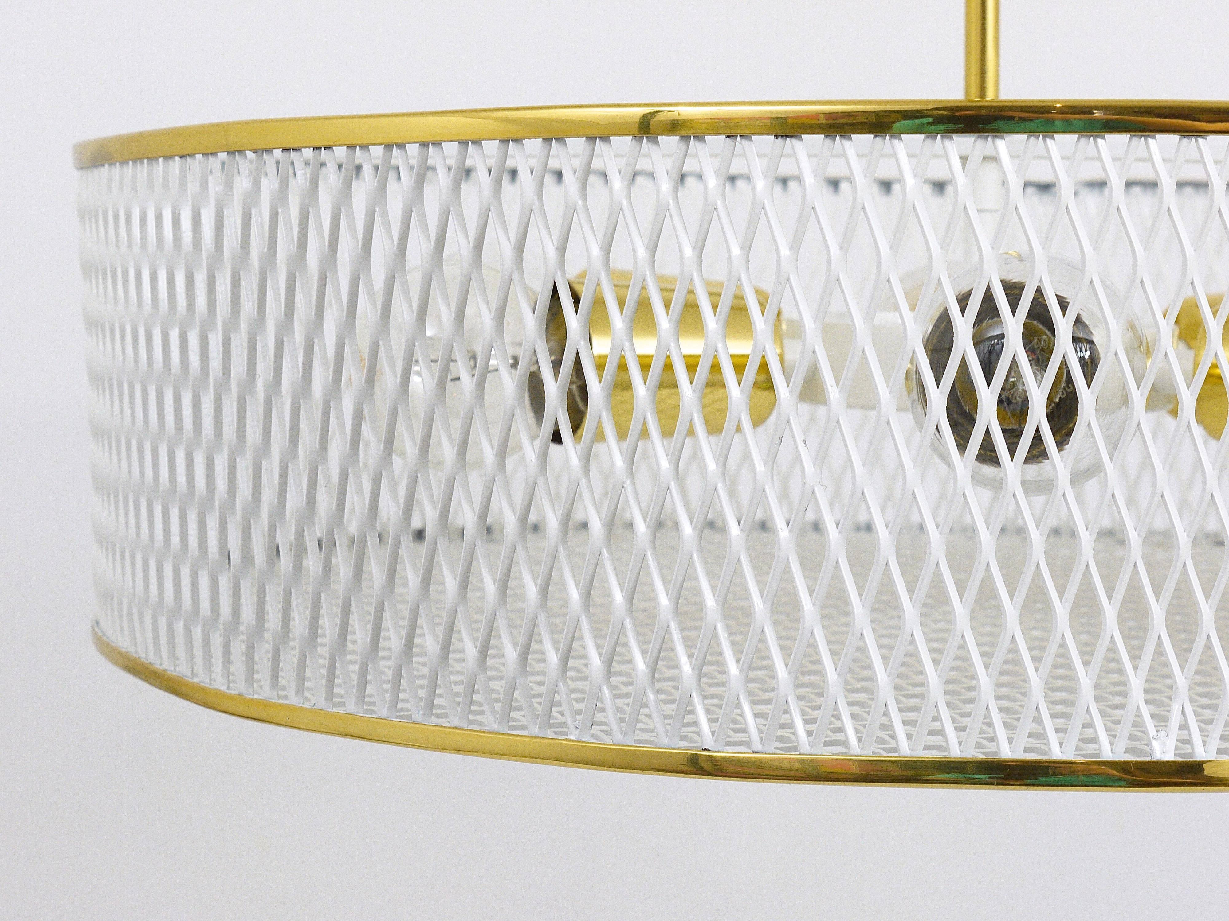 Brass Pendant Light in the Style of Mathieu Matégot Mid-Century, France, 1950s