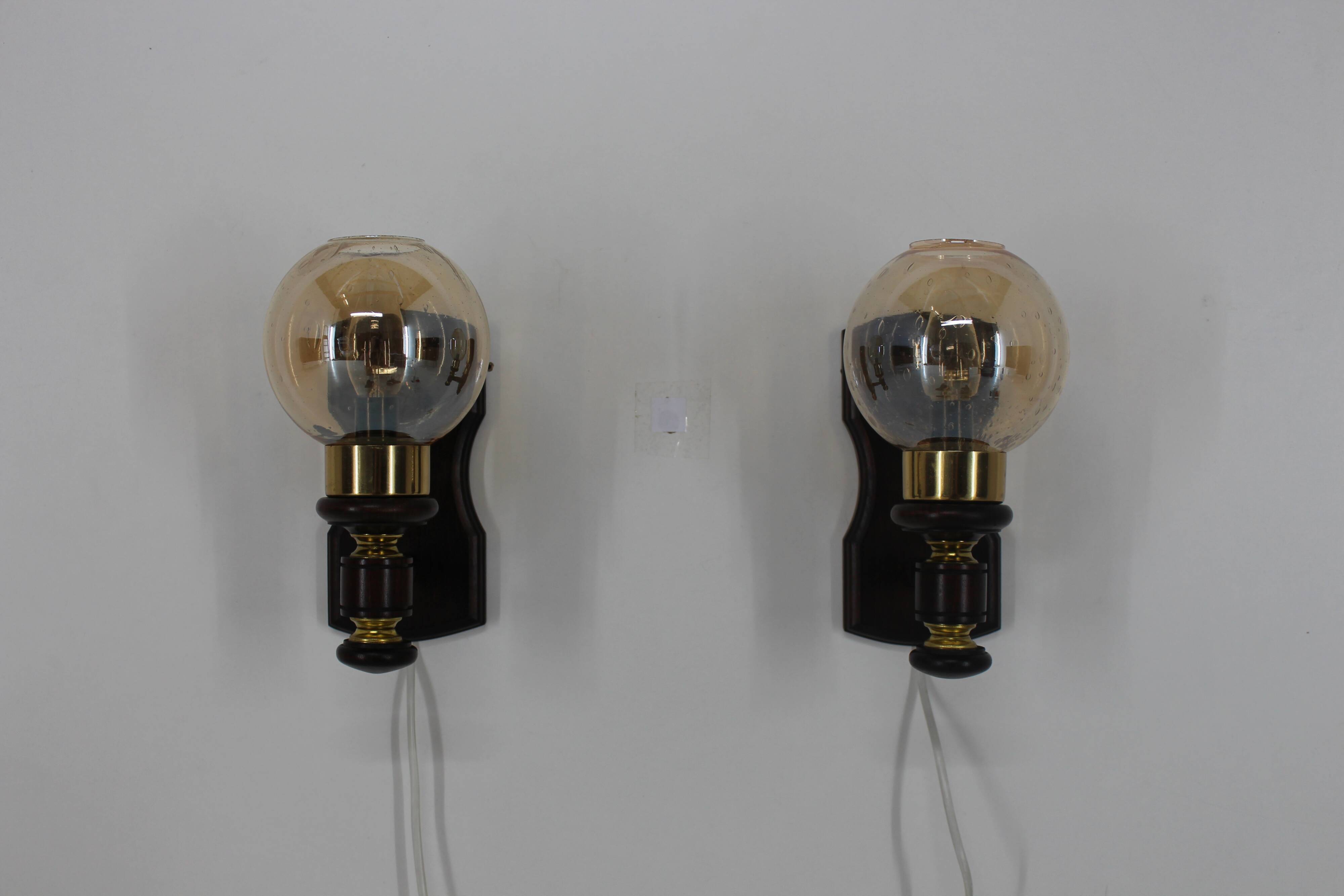 Pair of wall lamps Pokrok Žilina 1970