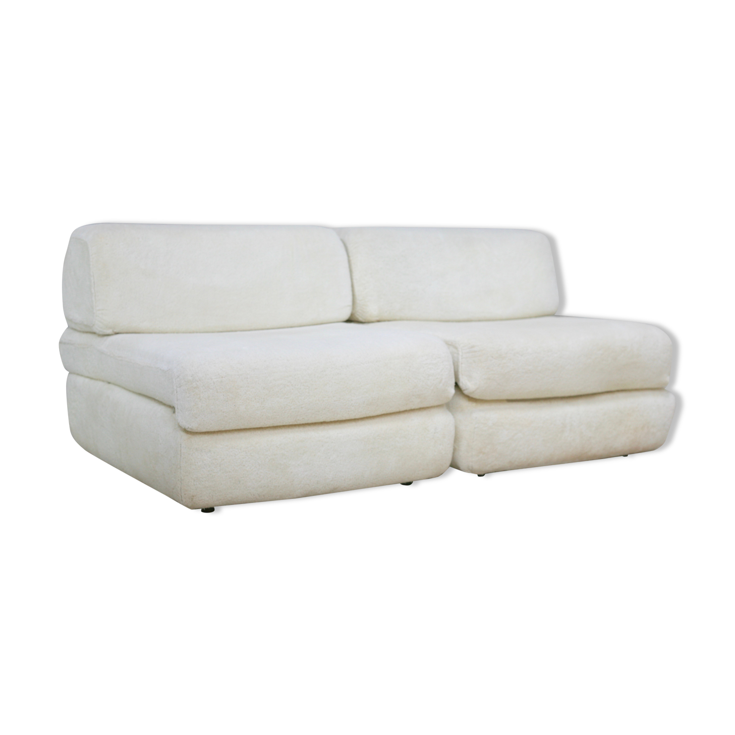 Sofa formed by 2 heaters. Foam, velvet "cream". Steiner. France, Circa 1970