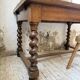 Paneled walnut desk with turned legs, 1900