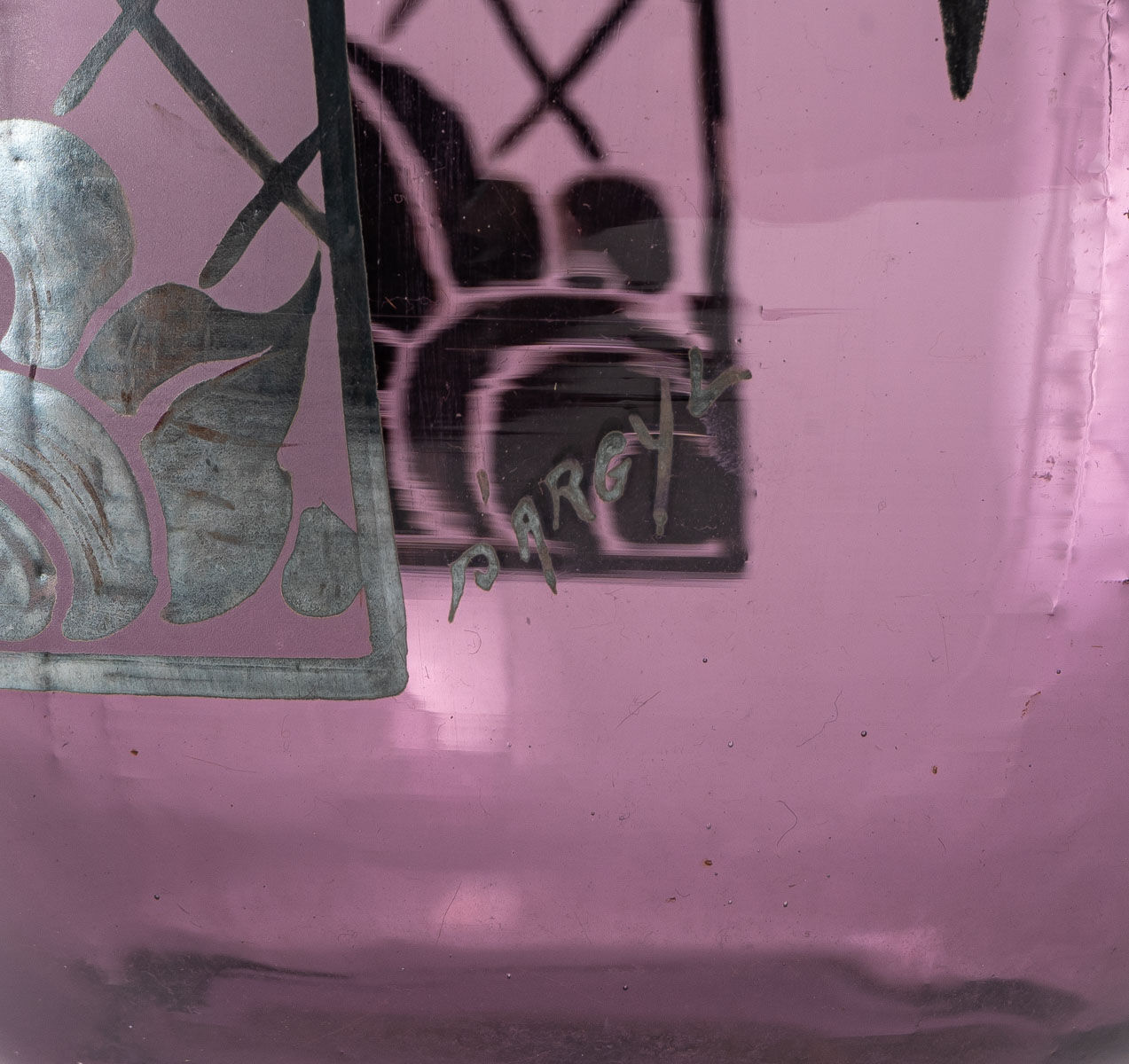 Argyl vase - purple glass and silver metal - period: art deco - twentieth century