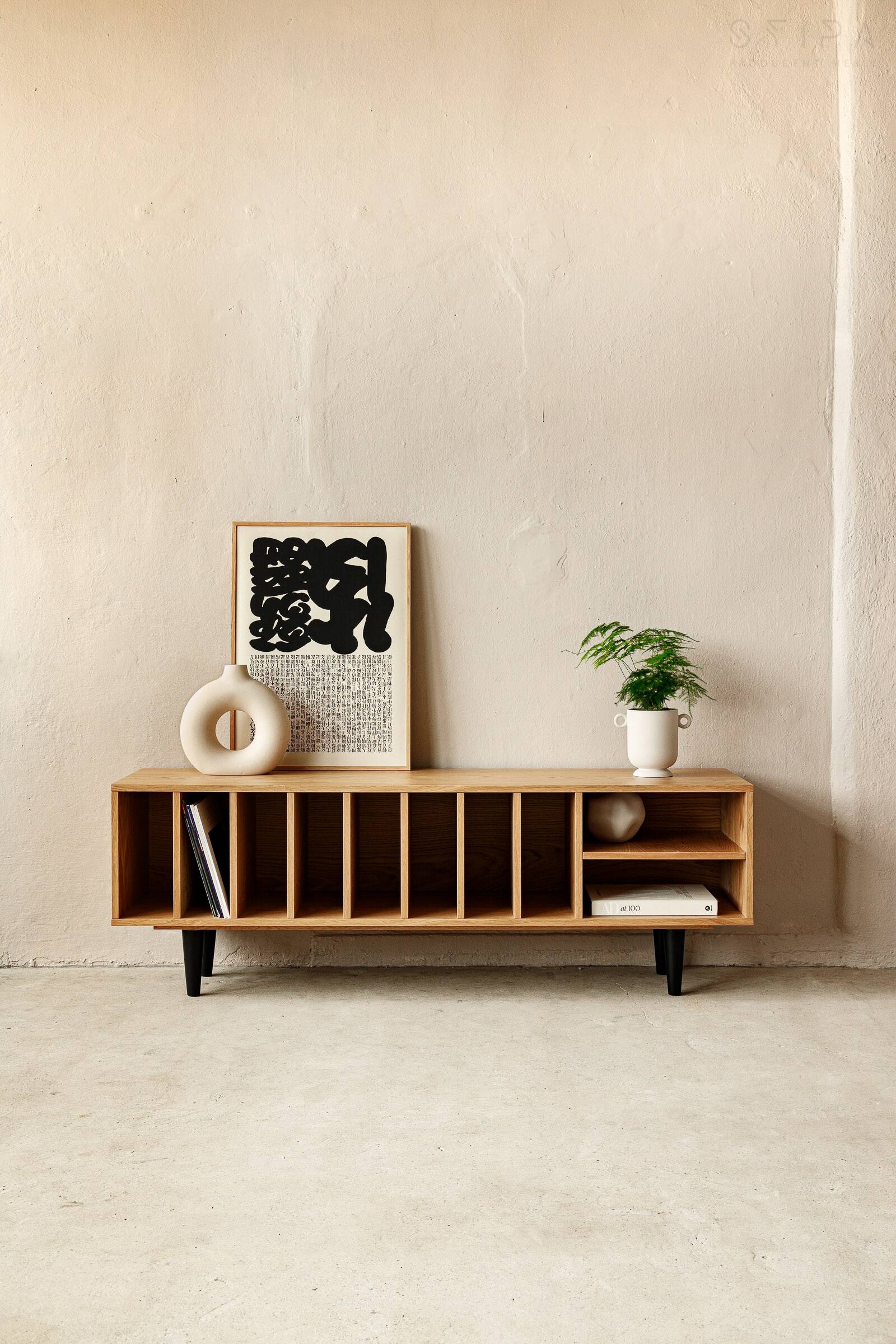 Meuble de rangement pour disques vinyles en chêne "Silene"