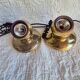 Pair of adjustable spot lamps in gold metal – Pierre Disderot Lighting, Paris