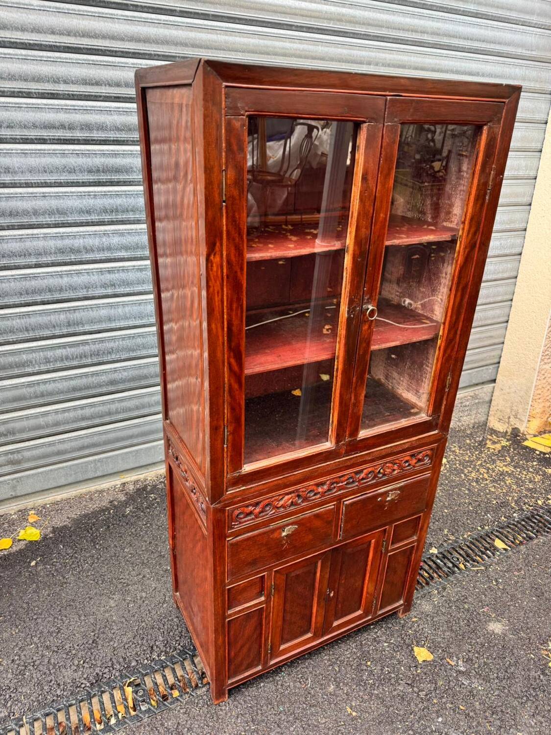 Attractive two-part Indochinese display cabinet. Mid-20th century