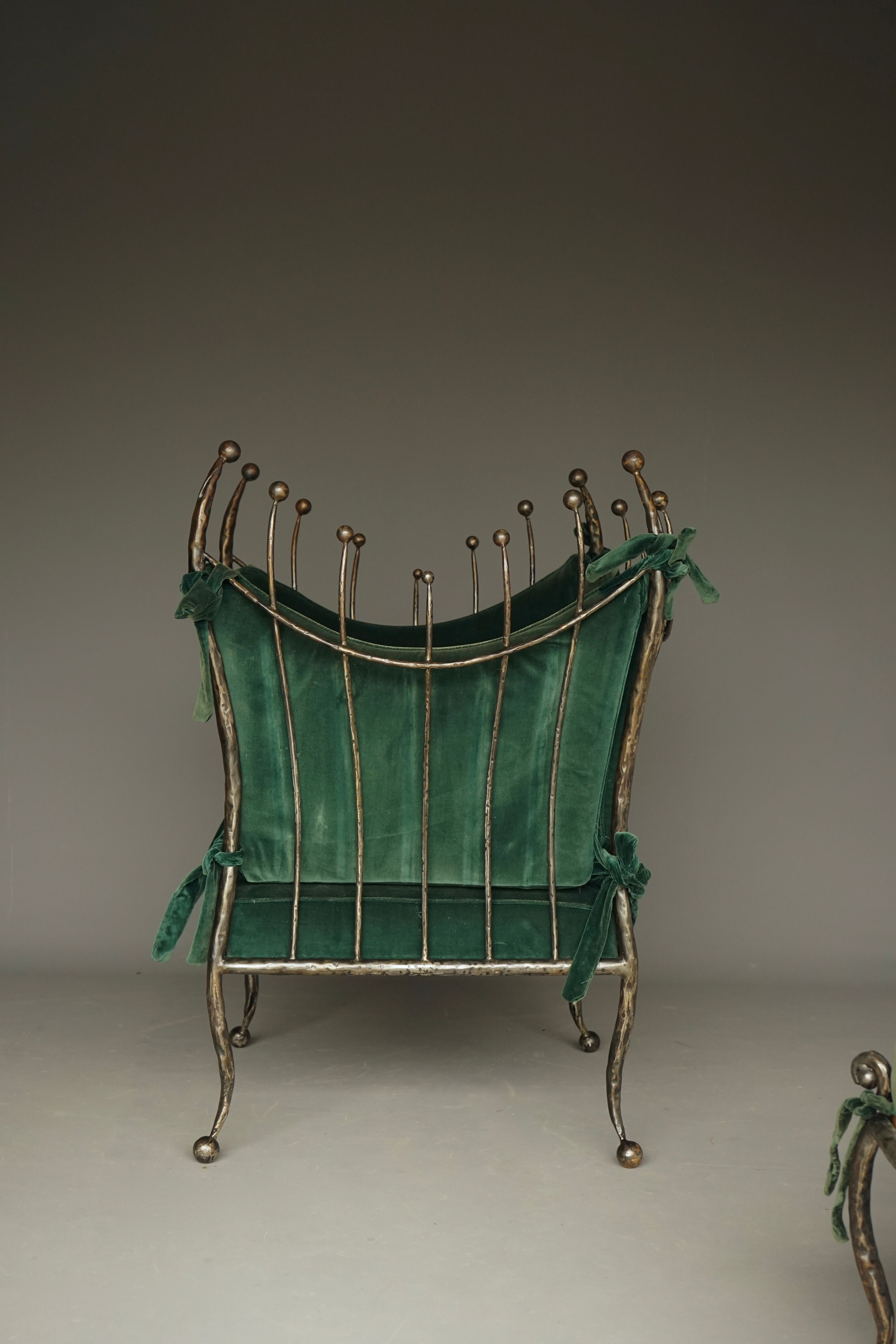 Postmodern Baroque style Armchair and Ottoman, 1980s