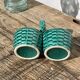 Green slurry pepper shaker, vintage ceramics
