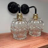 Paire d’appliques murales en verre vintage