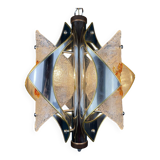 Amber chrome chandelier Murano mid-century by Toni Zuccheri for Mazzega, Italy, 1970s.