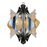 Lustre en chrome ambré Murano par Toni Zuccheri pour Mazzega, Italie, années 1970