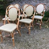 Ensemble de 6 chaises de terrasse " bistrot" en rotin naturel.