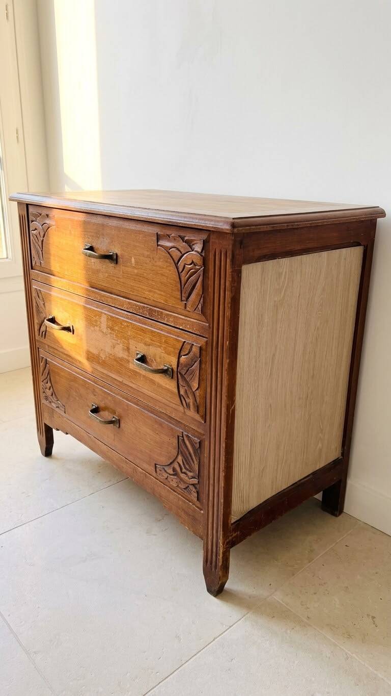 Authentic brown solid wood chest of drawers