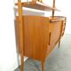 Meuble mural scandinave en teck avec étagères, tiroir et bureau