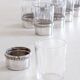 Liqueur service with 10 crystal glasses, solid silver and tray.