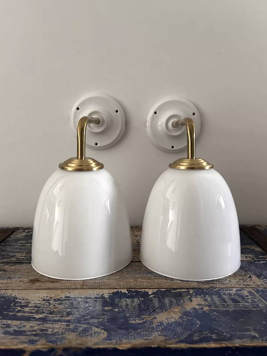Pair of white wall sconces