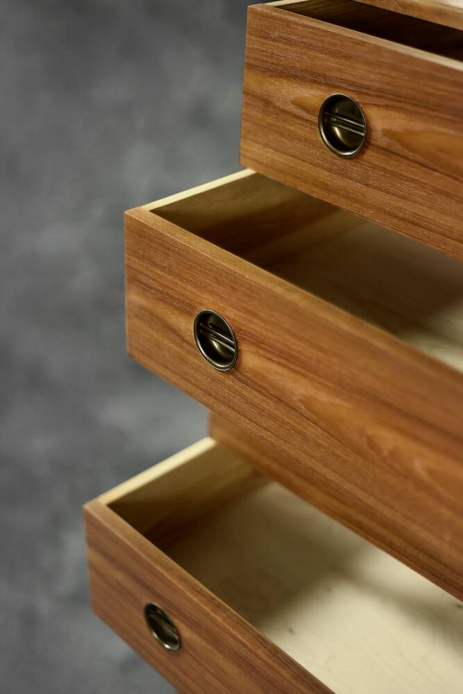 Mid-century modern Danish high chest of drawers in teak with brass handles, 1960s