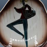 Vintage ceramic bowl from the 50s and 60s drum player