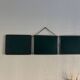 Vintage 1950s triptych barber mirror in duck blue - 22 x 86 cm