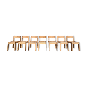 Série de 7 chaises scandinaves - bois