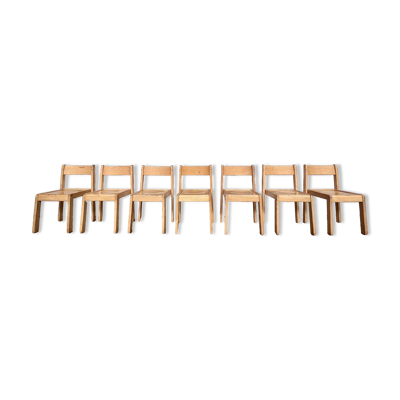 Série de 7 chaises scandinaves vintage en bois pour enfant