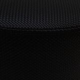 Contemporary LA Design Wood Upholstered In Black Braided Lambskin Circular Pouf