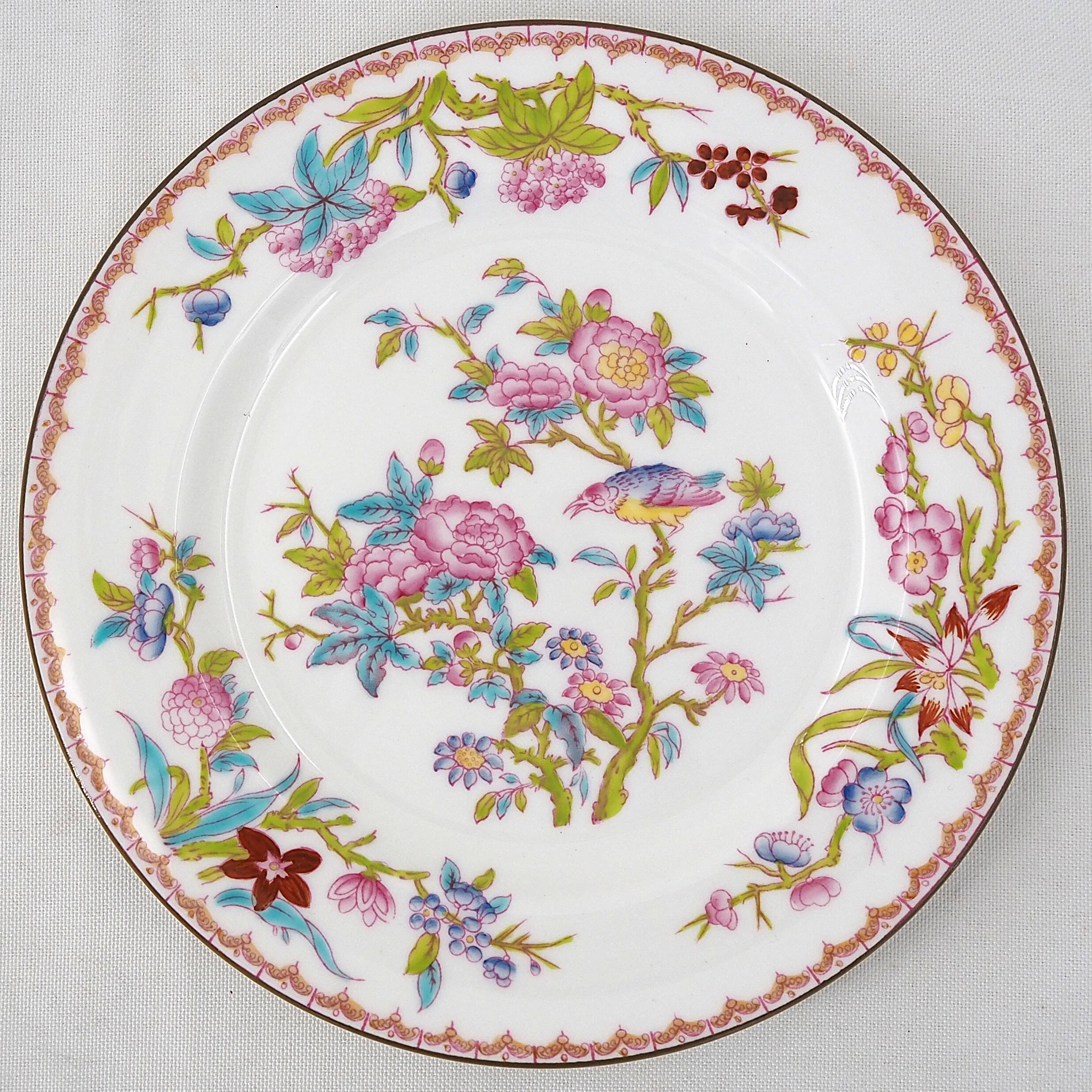 Minton Cuckoo, Cuckoo 6 dessert plates, porcelain, hand-painted 22.6 cm