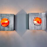 Pair of space-age wall lights, "fusing" glass, Germany, 1970