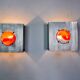 Pair of space-age wall lights, "fusing" glass, Germany, 1970
