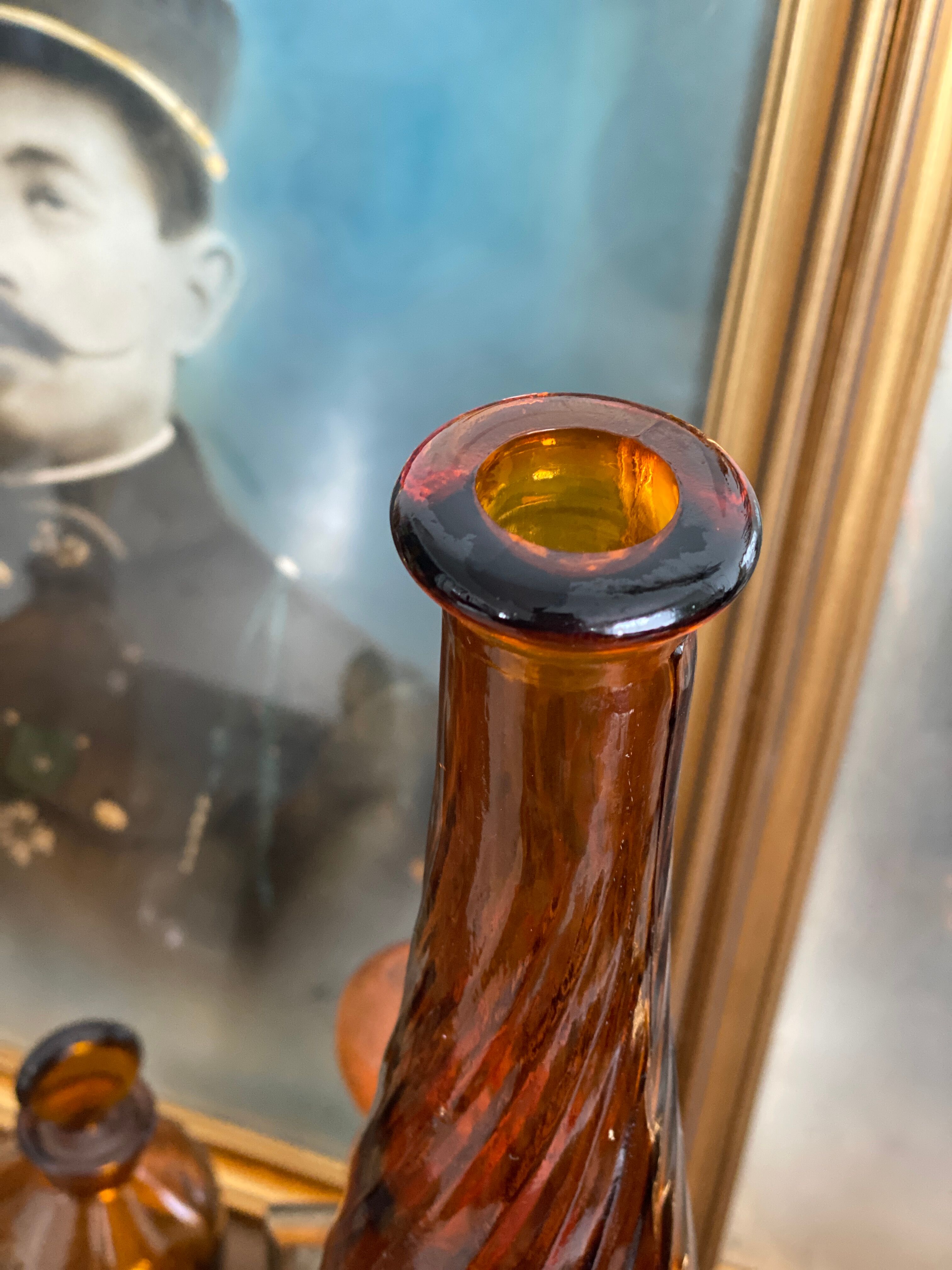 Vintage Textured Glass Carafe