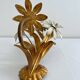 Vintage Hollywood Regency gold metal leaf wall sconce.