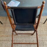 Safari armchair in wood and leather