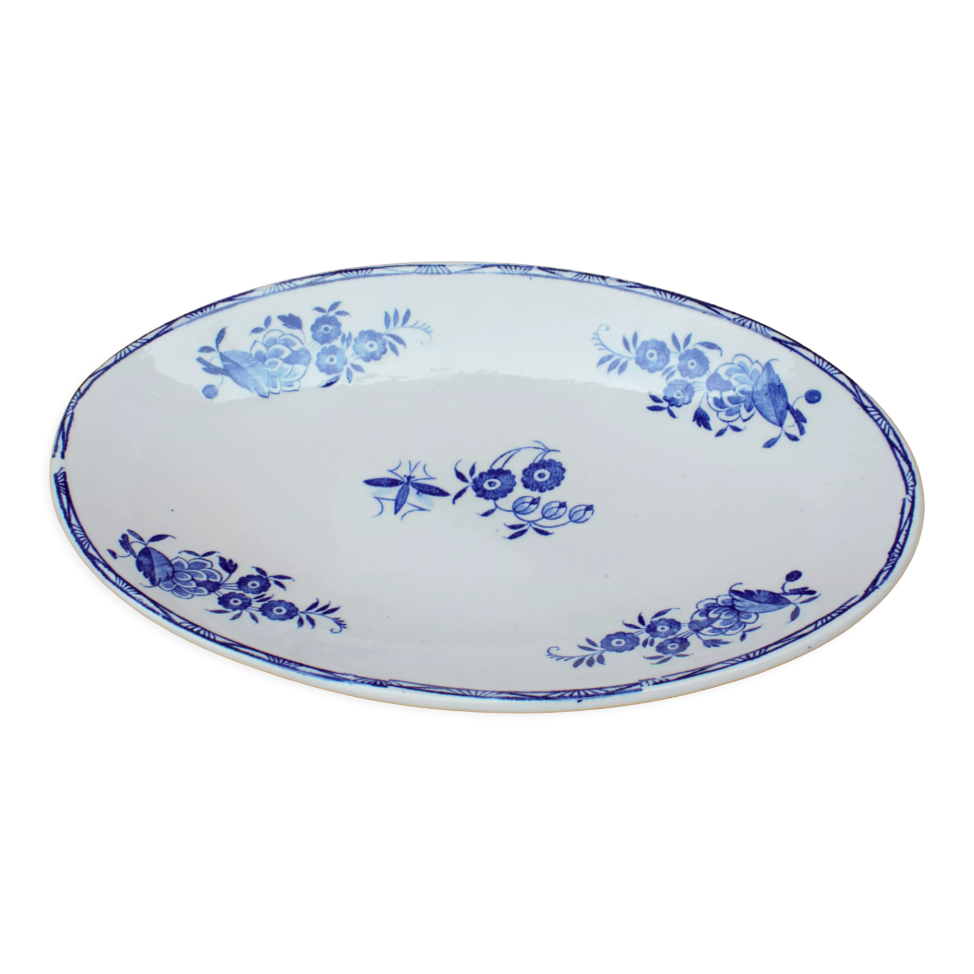 Old plate Boch Keramis brothers large bouquet