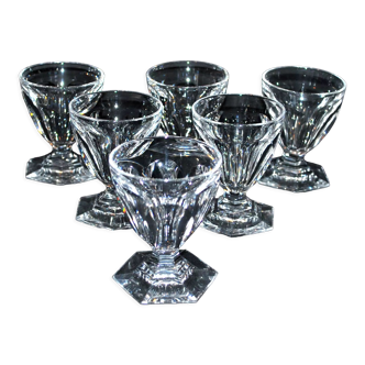 Set of 6 crystal glasses cut by baccarat model bourbon 1933 ht 8cm