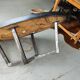 Large industrial coffee table metal and wood drum