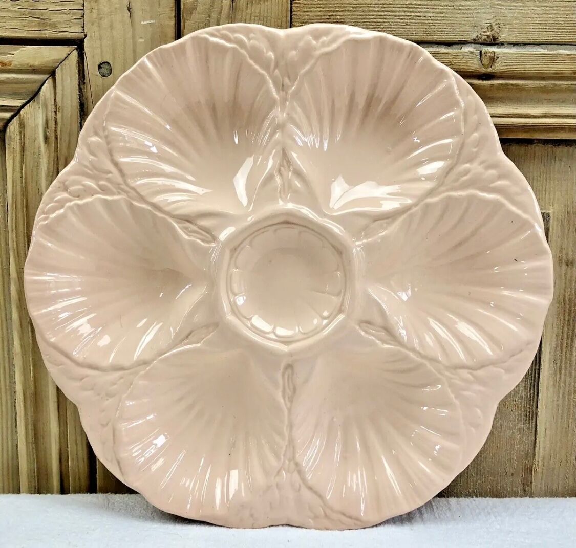 2 old plates oysters slip Digoin Sarreguemines