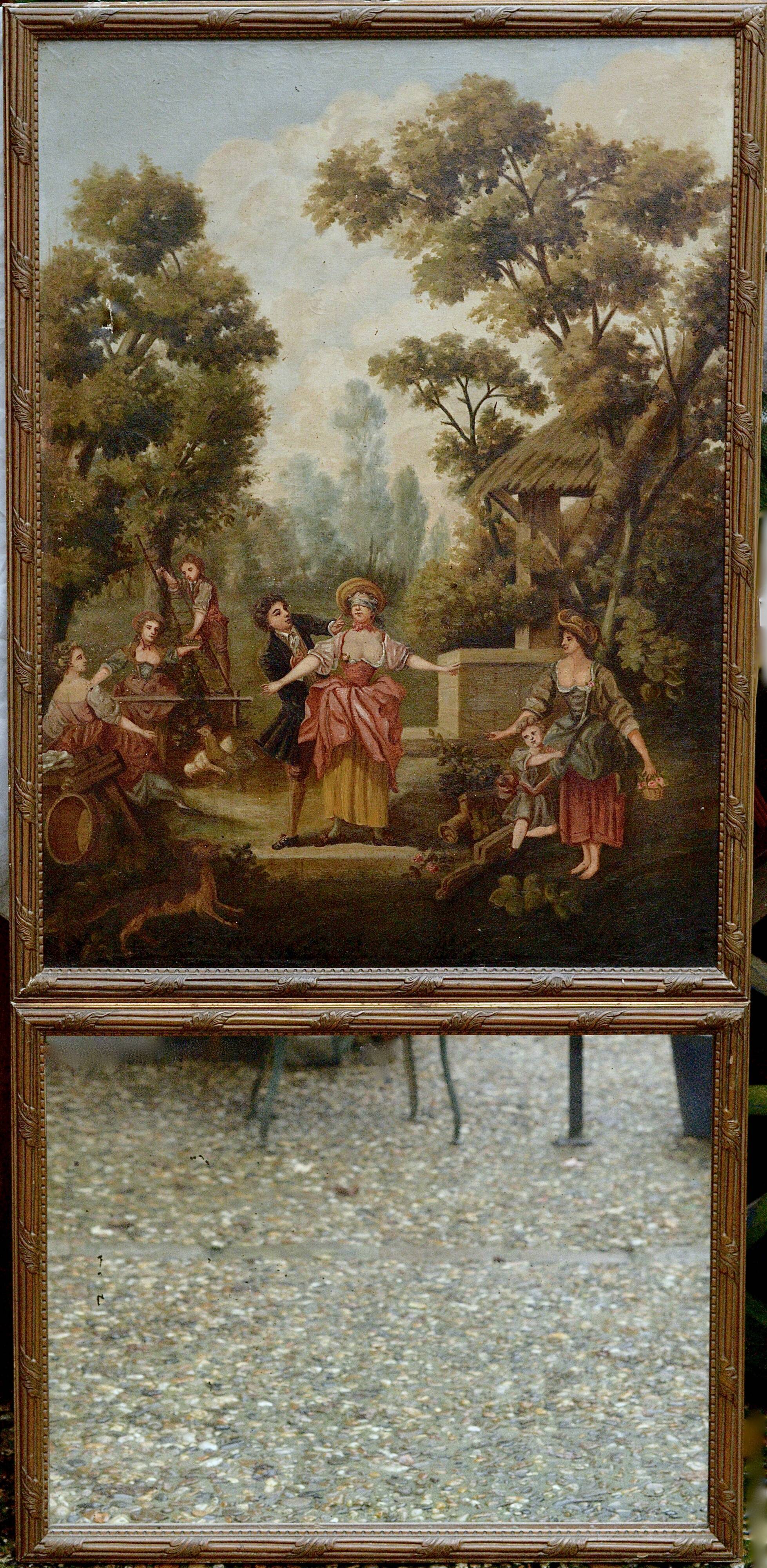 Trumeau xixth scene of colin-maillard in the countryside