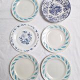 Assiettes plates bleu vintage