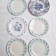 Assiettes plates bleu vintage