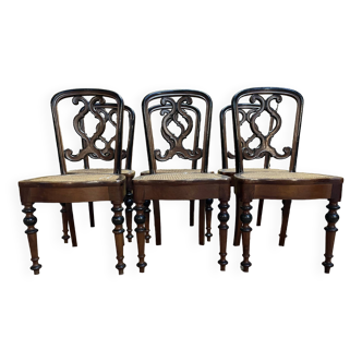 Suite of 6 Napoleon III cane chairs - Louis Philippe