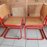 Set 4 chair B32 red Marcel Breuer Cesca
