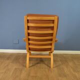 Pair of mid century retro vintage danish tan leather lounge armchair  1970s