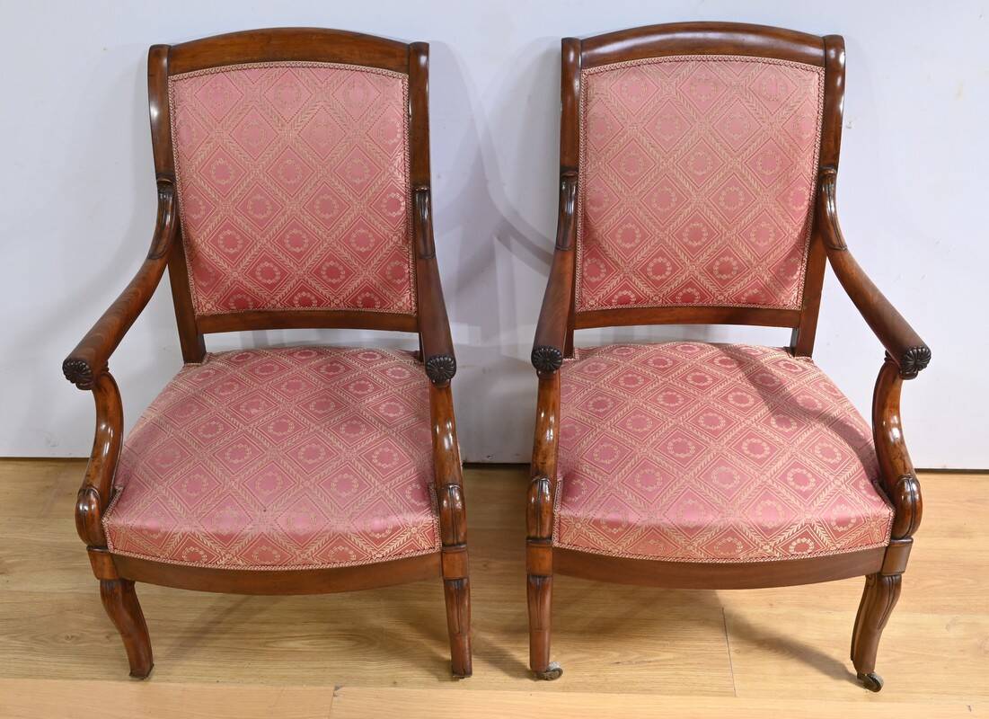Paire de Fauteuils en Acajou, époque Restauration – Début XIXe