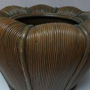 Large Mid-Century Modern Rattan Bamboo Cachepot Plant Holder, 1970s
