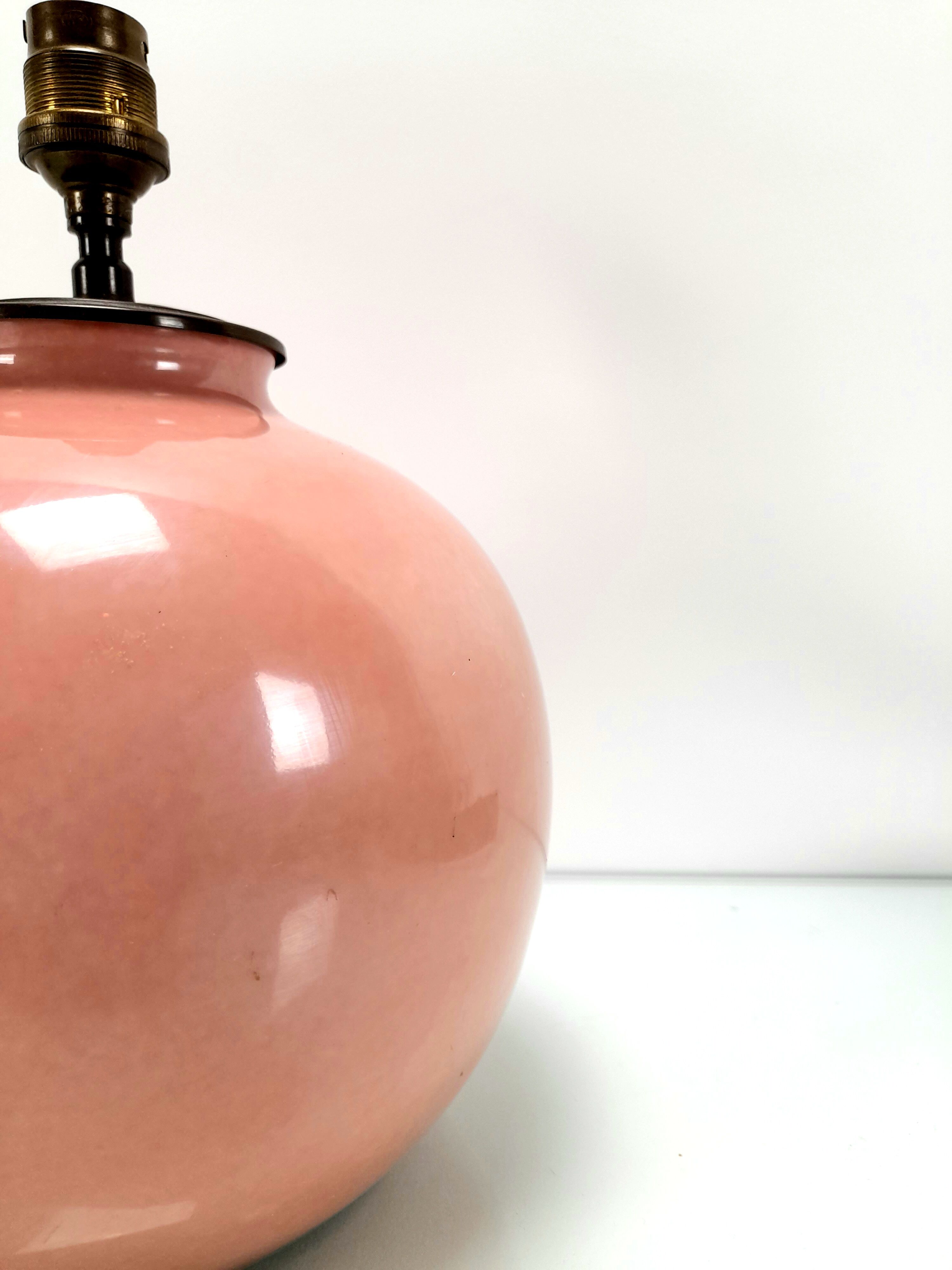 Limoges porcelain by the Ulysse workshops Vintage pink porcelain table lamp circa 1960