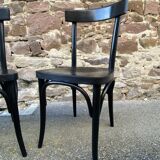 4 French chairs, Café brasserie model, curved wood from the 1970s
