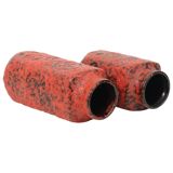Set of 2 Red Fat Lava Vases Scheurich Jura West Germany